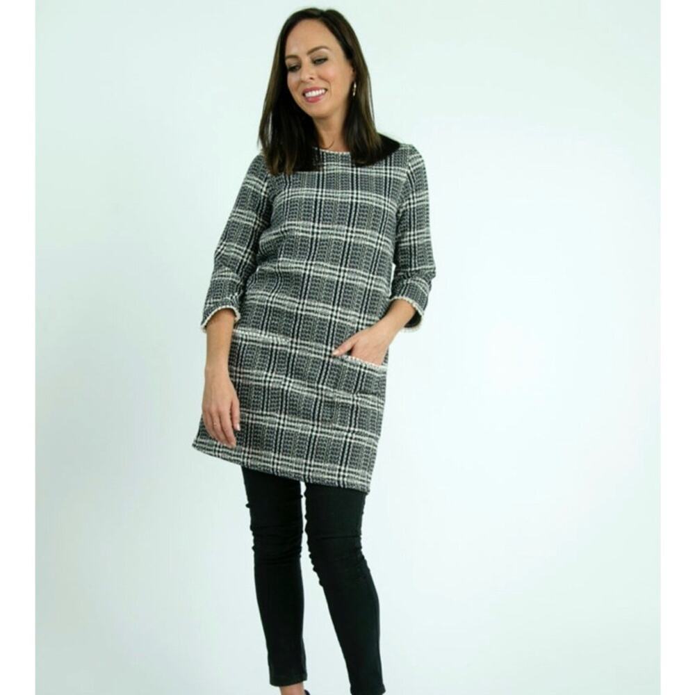 Zara plaid tweed dress with pockets medium